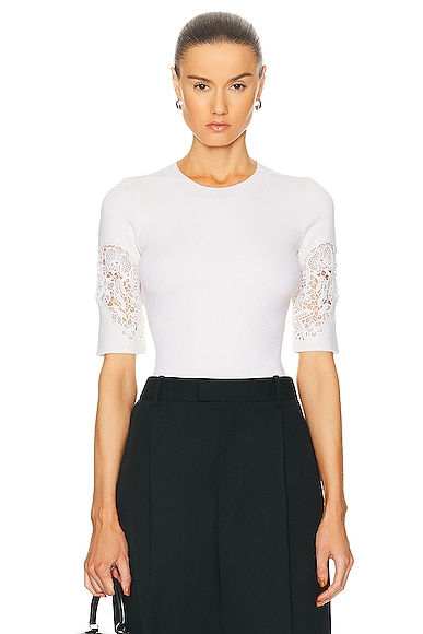Chloe Compact Knit Top in Iconic Milk
