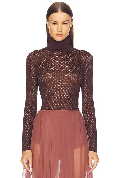 Chloe Knit Long Sleeve Top in Burgundy