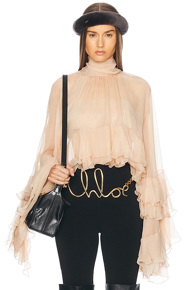 Chloe - 最終お値下げ️Chloé black frill tops. Chloé Ruffled Blouse In Silk Georgette in Black | Chloé US