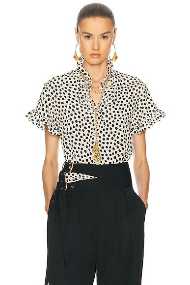 Ruffle Front Short Sleeve Top