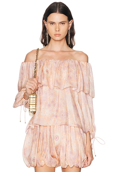 Chloe Off The Shoulder Blouse in Multicolor Pink