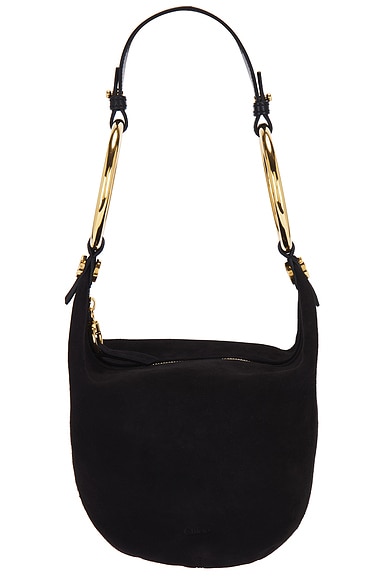 Chloe Bracelet Suede Shoulder Bag in Black