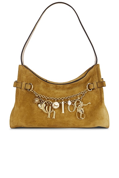 Chloe Charms Shoulder Bag in Gold Khaki