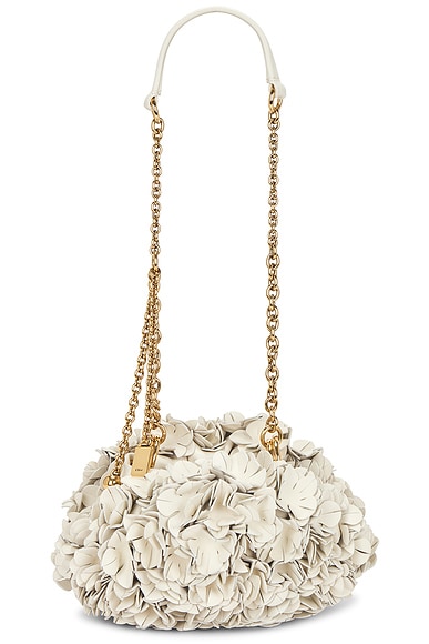 Chloé Pliss Leather Flower Shoulder Bag in White