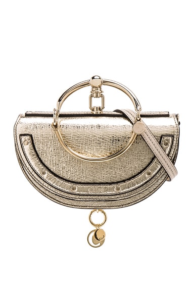 CHLOE Metallic Calfskin Small Nile Bracelet Minaudiere Bag Gold