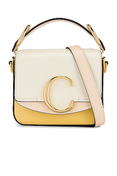 Chloé C Square Bag In Yellow & White