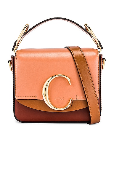 Chloé C Square Bag In Brown & Brown