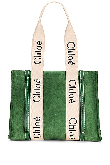 Chloe Medium Woody Tote Bag in Green