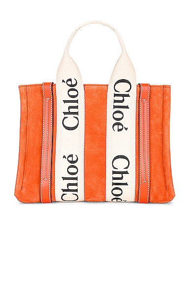 Chloe Small Woody Tote Bag in Tangerine