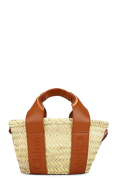 Chloe Sense Small Basket Tote Bag in Caramel | FWRD