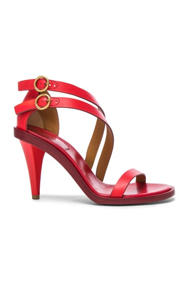 Chloe Leather Niko Sandals in Hot Coral | FWRD