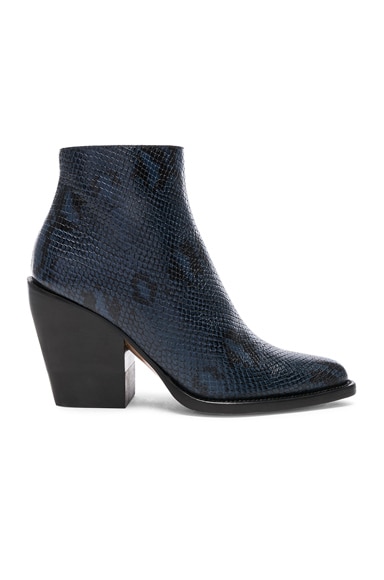 Chloe Rylee Python Print Leather Ankle Boots in Navy Ink | FWRD