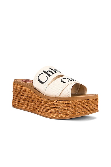 Chloe Woody Canvas Espadrille Mules in White