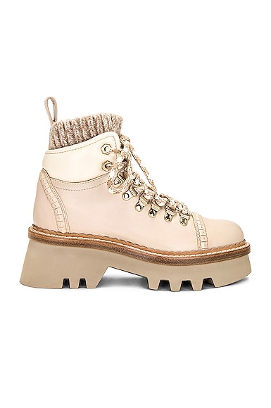 Shop Chloé Owena Lace Up Boot In Pearly Grey