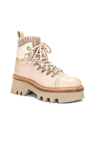 Shop Chloé Owena Lace Up Boot In Pearly Grey