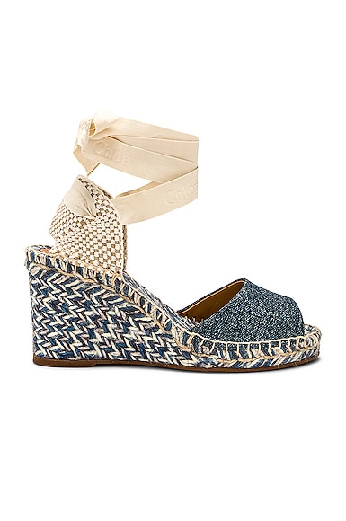 Chloé Pia Ankle-wrap Wedge Espadrilles In Blue