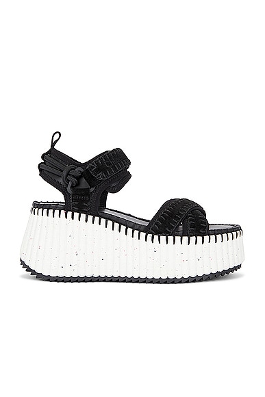 Chloé Nama Platform Sandal Black Size 8 100% Cowhide, Polyester