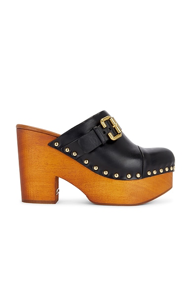 Chloe Jeanette Clog Sandal in Black