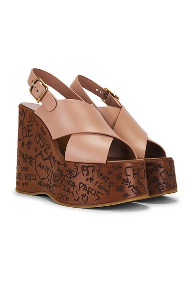 Chloe Maxime Wedge Sandal in Blush Pink