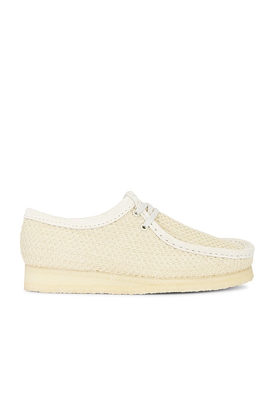 Shop Clarks Wallabee Boot In Off White Mesh