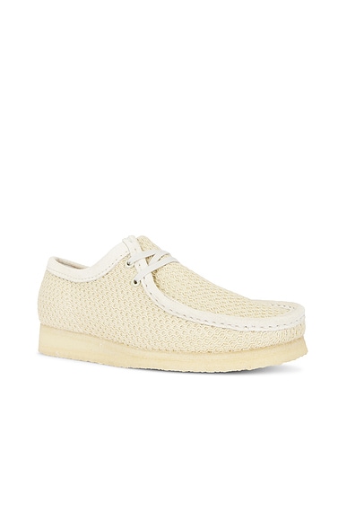 Shop Clarks Wallabee Boot In Off White Mesh