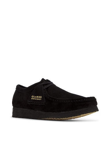 Shop Clarks Wallabee In Black Suede