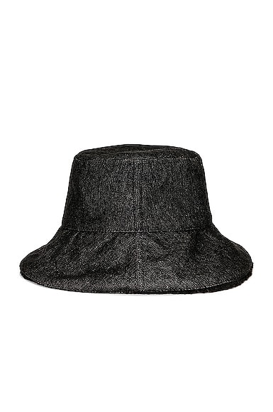 Clyde Reversible Denim Sherpa Bucket Hat in Black