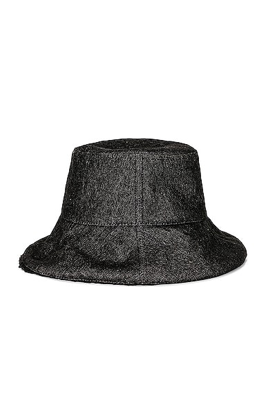 Shop Clyde Reversible Denim Sherpa Bucket Hat In Black Denim & Black Shearling