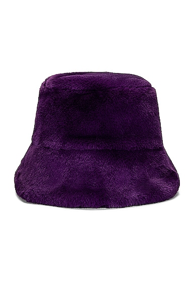Clyde Faux Fur Bucket Hat in Purple
