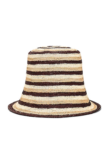 Shop Clyde Opia Hat In Cream  Tan  & Brown