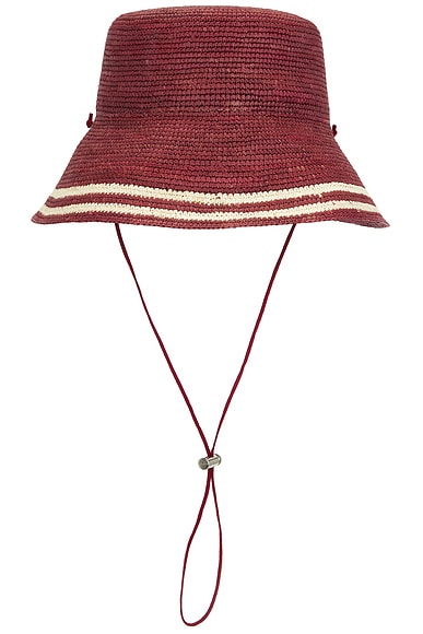 Shop Clyde Aries Hat In Burgundy & White Stripes