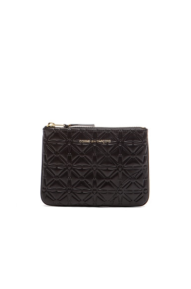 Small Star Embossed Pouch in Black