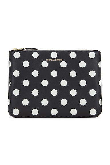 Comme Des Garcons Dots Printed Leather Pouch in Black