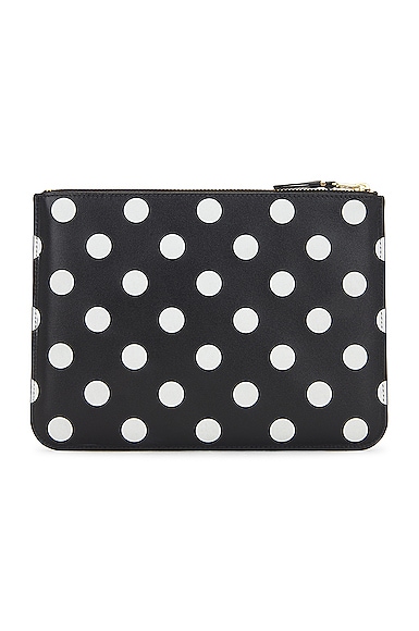 Shop Comme Des Garçons Dots Printed Leather Pouch In Black