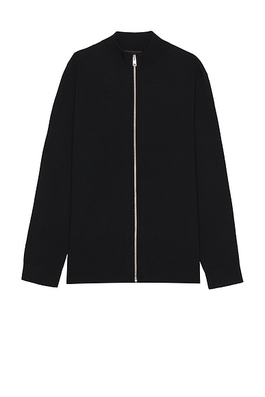 Wales Bonner George Zip Knit Cardigan in Charcoal & Red | FWRD