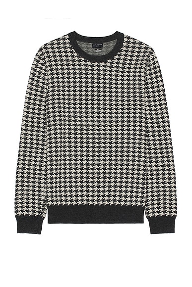 Club Monaco Wool Houndstooth Crew in Charcoal
