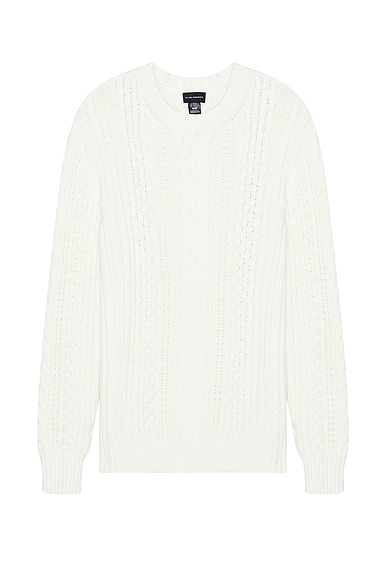Club Monaco Large Cable Crew Sweater in Egret