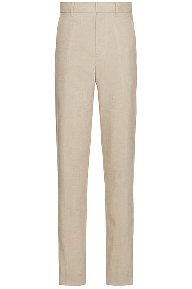 Club Monaco Tech Linen Suit Trouser in Light Khaki Mix