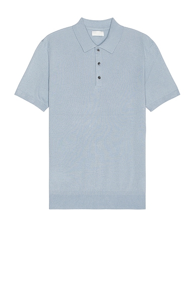 Club Monaco Lux Short Sleeve Silk Cash Polo in Blue