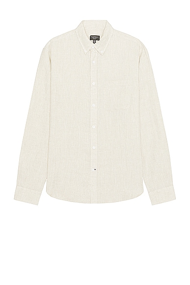 Club Monaco Long Sleeve Solid Linen Shirt in Natural