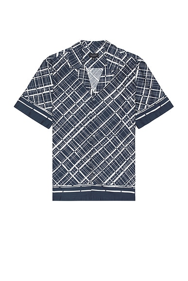 Shop Club Monaco Border Grid Shirt In Navy