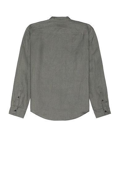 Shop Club Monaco Linen Shirt In Stripe - Dark Gray