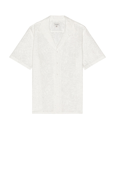 Club Monaco Short Sleeve Eyelet Shirt in White