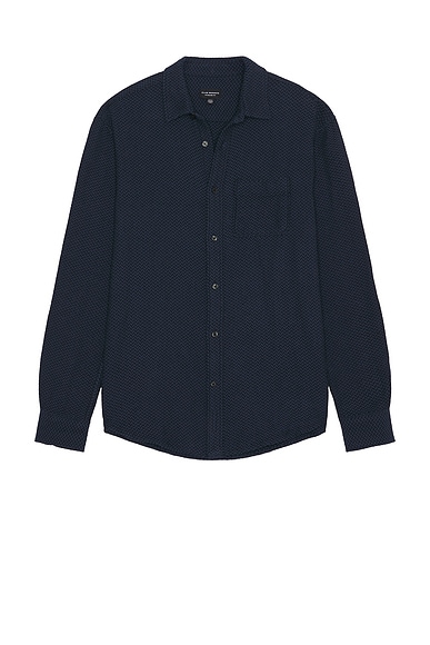 Club Monaco Herringbone Texture Shirt in Blue Mix