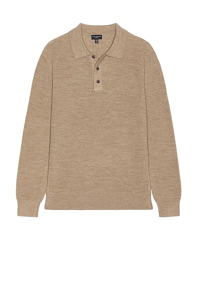 Club Monaco Refined Texture Polo in Oatmeal Heather