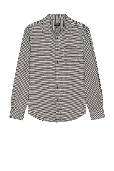 Beams Plus Work Classic Fit Houndstooth Shirt in Black | FWRD