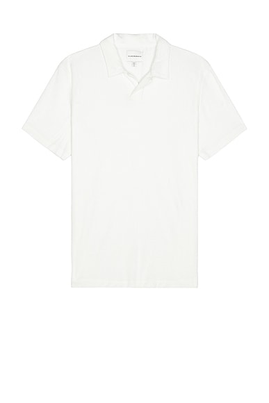 Club Monaco Loop Terry Johnny Collar Polo in White