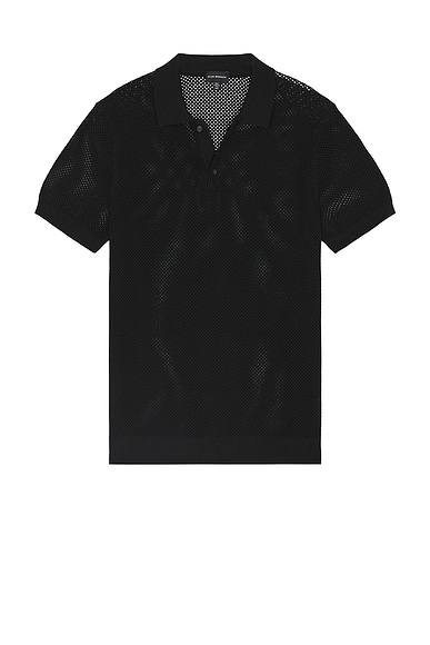 Club Monaco Textured Sweater Polo in Black & White