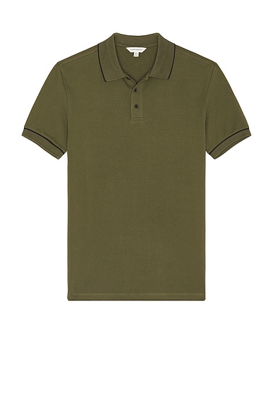 Club Monaco Tipped Pique Polo in Olive Night