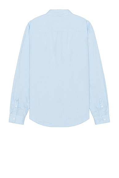 Shop Club Monaco Long Sleeve Solid Linen Shirt In Light Blue Base